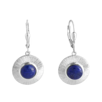 Zeeme Gemstones Ohrringe Silber 925 rhodiniert glanz/matt mit echtem Lapis 8mm