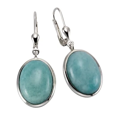 Zeeme Gemstones Ohrringe Silber 925 rhodiniert mit 2x Amazonit 16x12mm