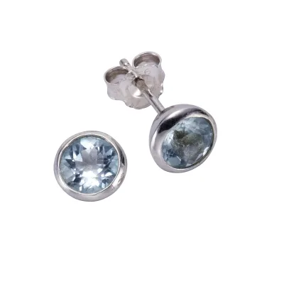 Zeeme Gemstones Ohrringe Silber 925 rhodiniert mit 2x Blautopas (beh.) 7,5mm