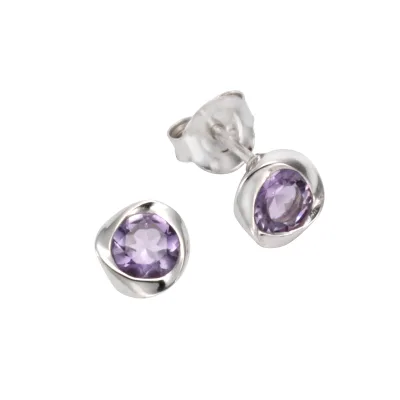Zeeme Gemstones Ohrringe Silber 925 rhodiniert mit echtem Amethyst