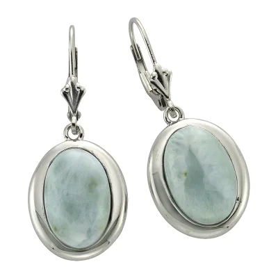 Zeeme Gemstones Ohrringe Silber 925 rhodiniert mit echtem Larimar 14x10mm