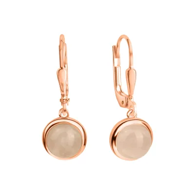 Zeeme Gemstones Ohrringe Silber 925 rosé-vergoldet mit echtem Rosenquarz