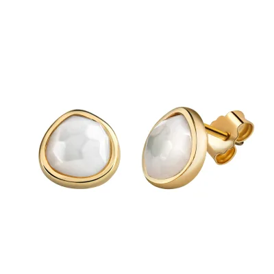 Zeeme Gemstones Ohrringe Silber 925 vergoldet mit weißem Perlmutt