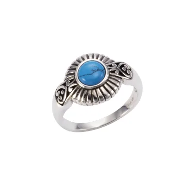 Zeeme Gemstones Ring Silber 925 oxidiert mit Türkis 6mm
