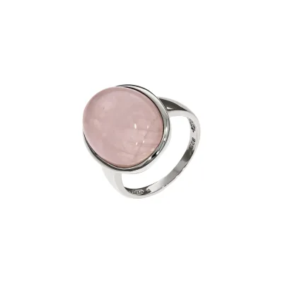 Zeeme Gemstones Ring Silber 925 rhodiniert mit echtem Rosaquarz 20x15mm