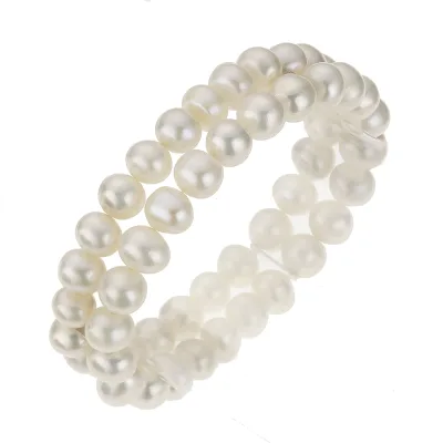 Zeeme Pearls Armband Süßwasserzuchtperlen weiß 8mm zweireihig