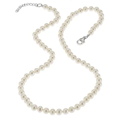 Zeeme Pearls Collier 925 Silber rhodiniert mit Süßwasserzuchtperlen in weiß