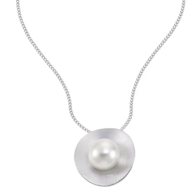 Zeeme Pearls Halskette Silber 925 rhodiniert mit einer weißen Perle 10mm