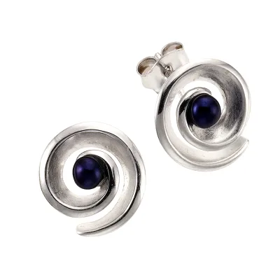 Zeeme Pearls Ohrringe Silber 925 rhodiniert mit 2 schwarzen Perlen