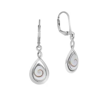 Zeeme Pearls Ohrringe Silber 925 rhodiniert mit weißer Muschel 35mm lang