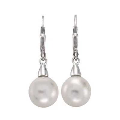 Zeeme Pearls Ohrringe Silber 925 rhodiniert mit weißer Muschelkernperle