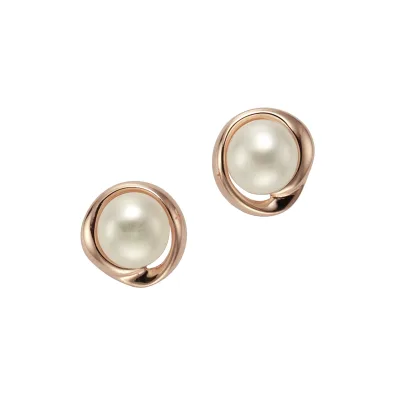 Zeeme Pearls Ohrringe Silber 925 rosé-vergoldet mit weißer Perle 6mm
