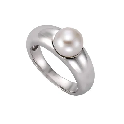 Zeeme Pearls Ring 925 Sterling Silber Muschelkernperle weiß