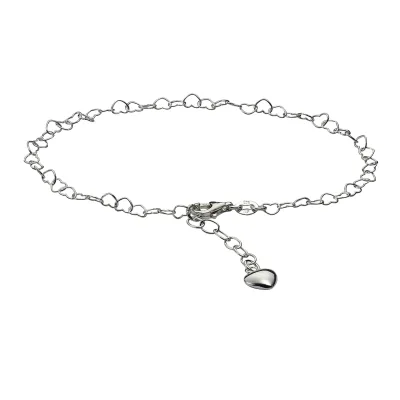 Zeeme Silber Fusskette Silber 925 mit Herz-Motiv 23-26cm