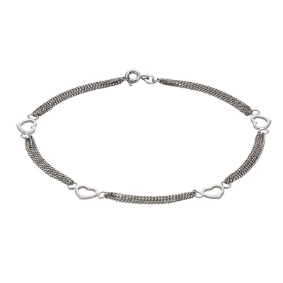 Zeeme Silber Fußkette Silber 925 mit Herz-Motiv 25cm lang