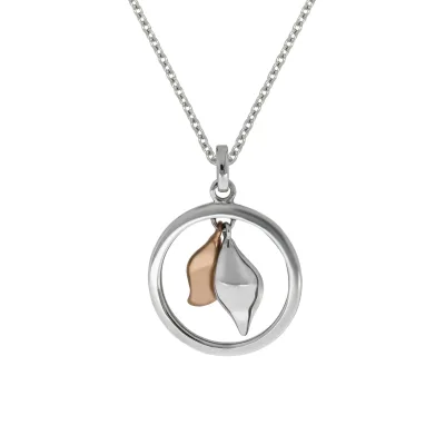 Zeeme Silber Halskette 925 Sterling Silber rhodiniert 2-farbig Tropfen