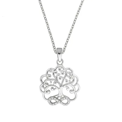 Zeeme Silber Halskette 925 Sterling Silber rhodiniert Lebensbaum