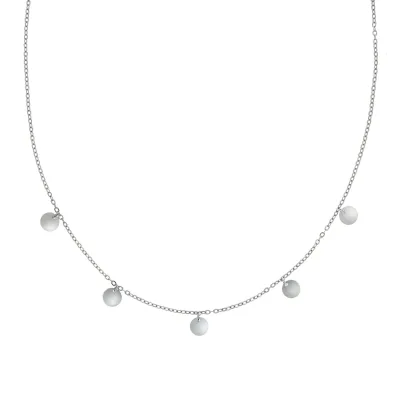 Zeeme Silber Halskette 925 Sterling Silber rhodiniert Plättchen-Anhänger 42+3cm