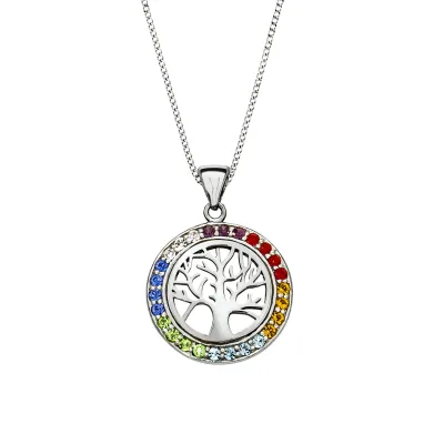 Zeeme Silber Halskette Silber 925 rhodiniert mit Lebensbaum-Motiv