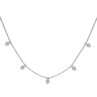 Zeeme Silber Halskette Silber 925 rhodiniert mit Zirkonia weiß