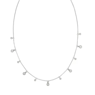 Zeeme Silber Halskette Silber 925 rhodiniert mit Zirkonia weiß