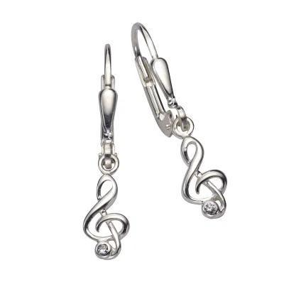 Zeeme Silber Ohrringe Silber 925 mit Notenschlüssel-Motiv
