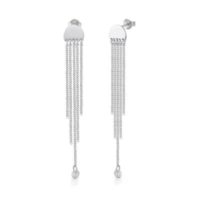 Zeeme Silber Ohrringe Silber 925 rhodiniert 70mm lang mit Zirkonia-Steinen