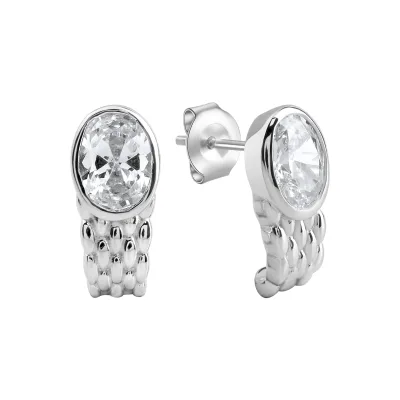 Zeeme Silber Ohrstecker 925/- Sterling Silber rhodiniert Zirkonia