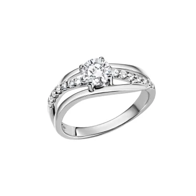 Zeeme Silber Ring Silber 925 rhodiniert mit Zirkonia weiß