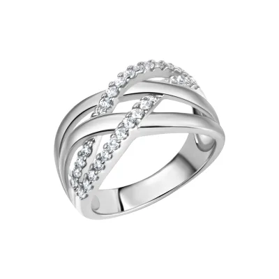 Zeeme Silber Ring Silber 925 rhodiniert mit Zirkonia weiß