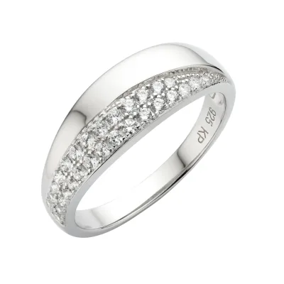 Zeeme Silber Ring Silber 925 rhodiniert mit Zirkonia weiß