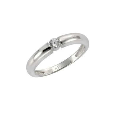Zeeme Silber Ring Silber 925 rhodiniert mit Zirkonia weiß