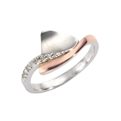 Zeeme Silber Ring Silber 925 zweifarbig mit Zirkonia weiß