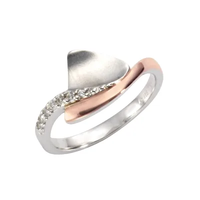 Zeeme Silber Ring Silber 925 zweifarbig mit Zirkonia weiß
