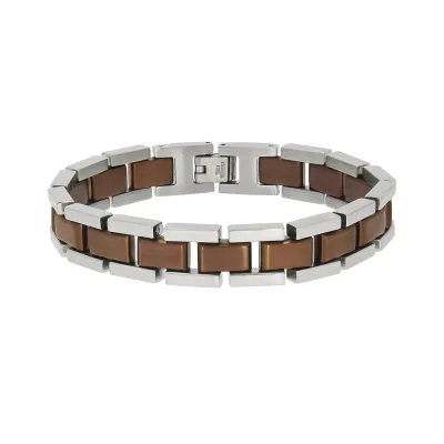 Zeeme Stainless Steel Armband Edelstahl zweifarbig matt glanz 21cm lang