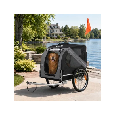 zoomundo Hundeanhänger Fahrradanhänger für Hunde - in Dunkelgrau/Schwarz - Silver Frame